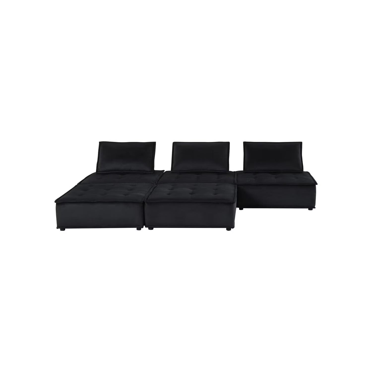 Velvet 5 Piece Sectional Sofa Ottoman D751