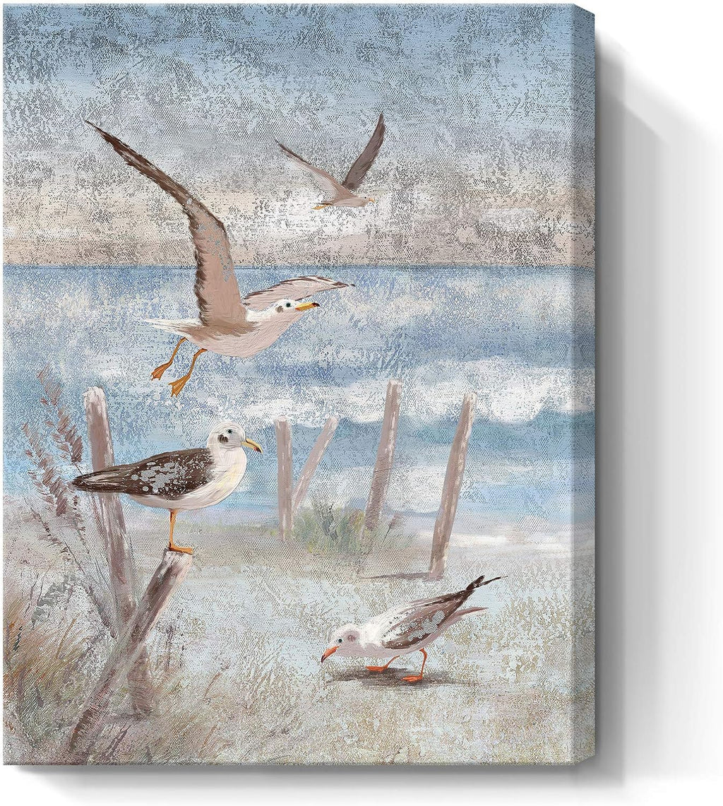 Framed Canvas Print Coastal Painting 12x16inch C1545