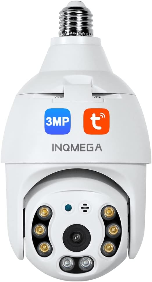 2K 3.0MP Light Bulb Camera with E27 Connector, Wireless PTZ Security Camera Motion Auto Tracking, Two Way Audio, Night Vision, Tuya 360 Degree Panoramic WiFi IP Camera Pack of 2 S906601