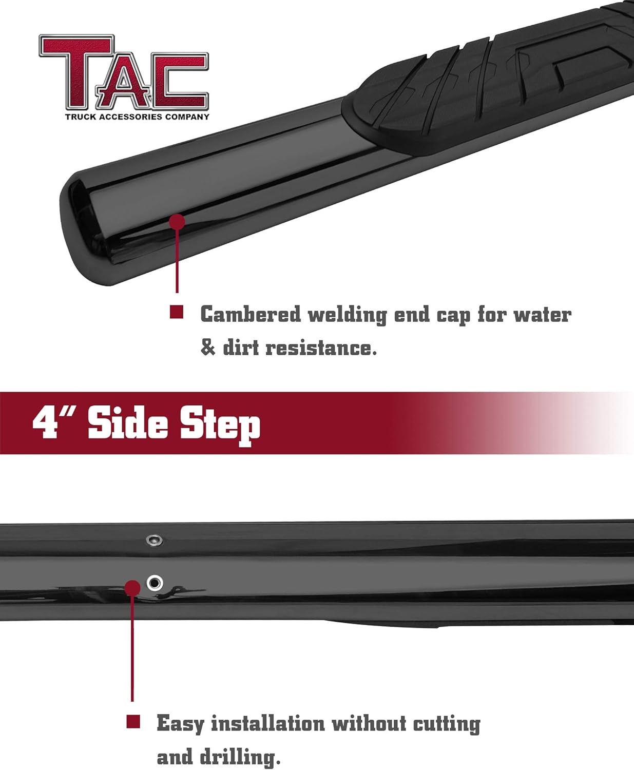 Black Oval Side Bars Running Boards for Toyota Tacoma Access Cab X292