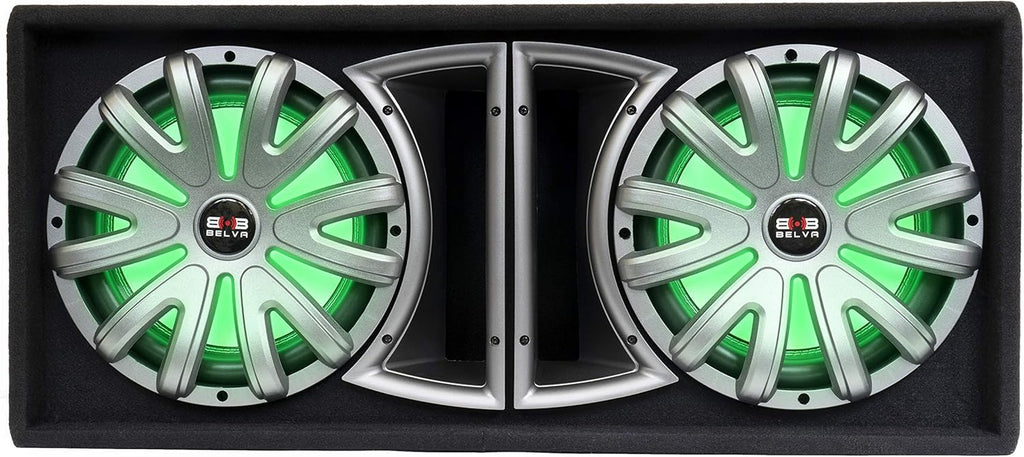 Dual 12-inch 1500W Loaded Ported Car Subwoofer with Multi-Color LED and Remote B232560