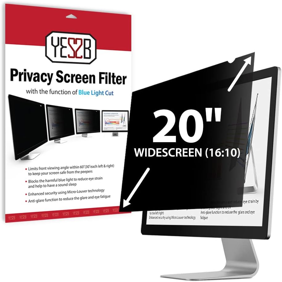 20 Inch Monitor Privacy Screen Filter for 16:10 Widescreen Display, Pack of 2 Q1191
