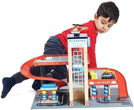 Blue Bird Service Station Wooden Garage and Service Station with Ramps Petrol Pumps and Car Wash Center A130848