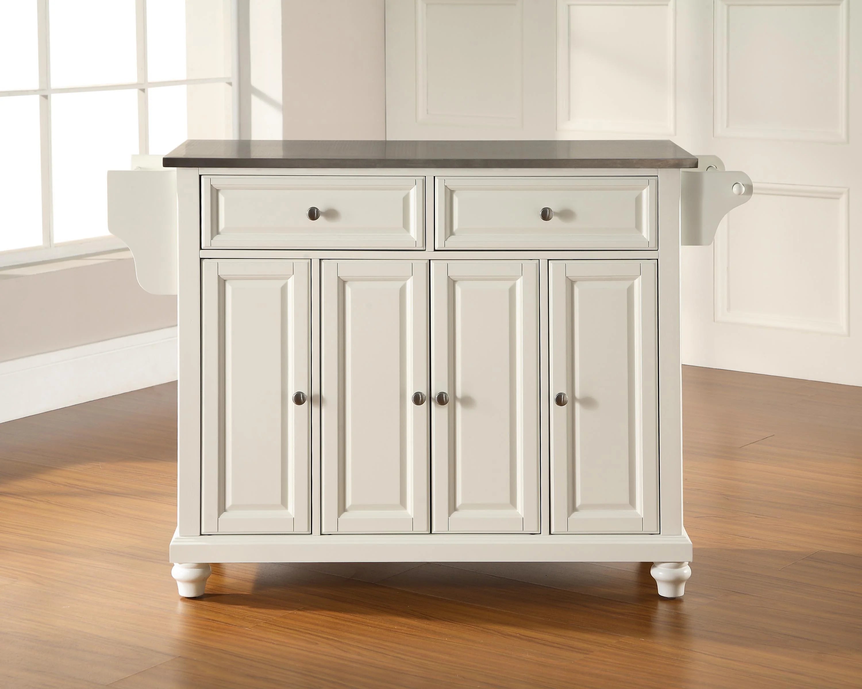White/Silver Wood Kitchen Island O37859