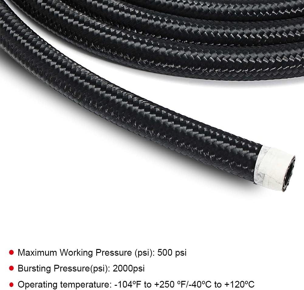 3/8 6AN Fuel Line 10ft High Pressure Nylon Braided Stainless Steel Hose Fitting Kit Pack of 2 V956587