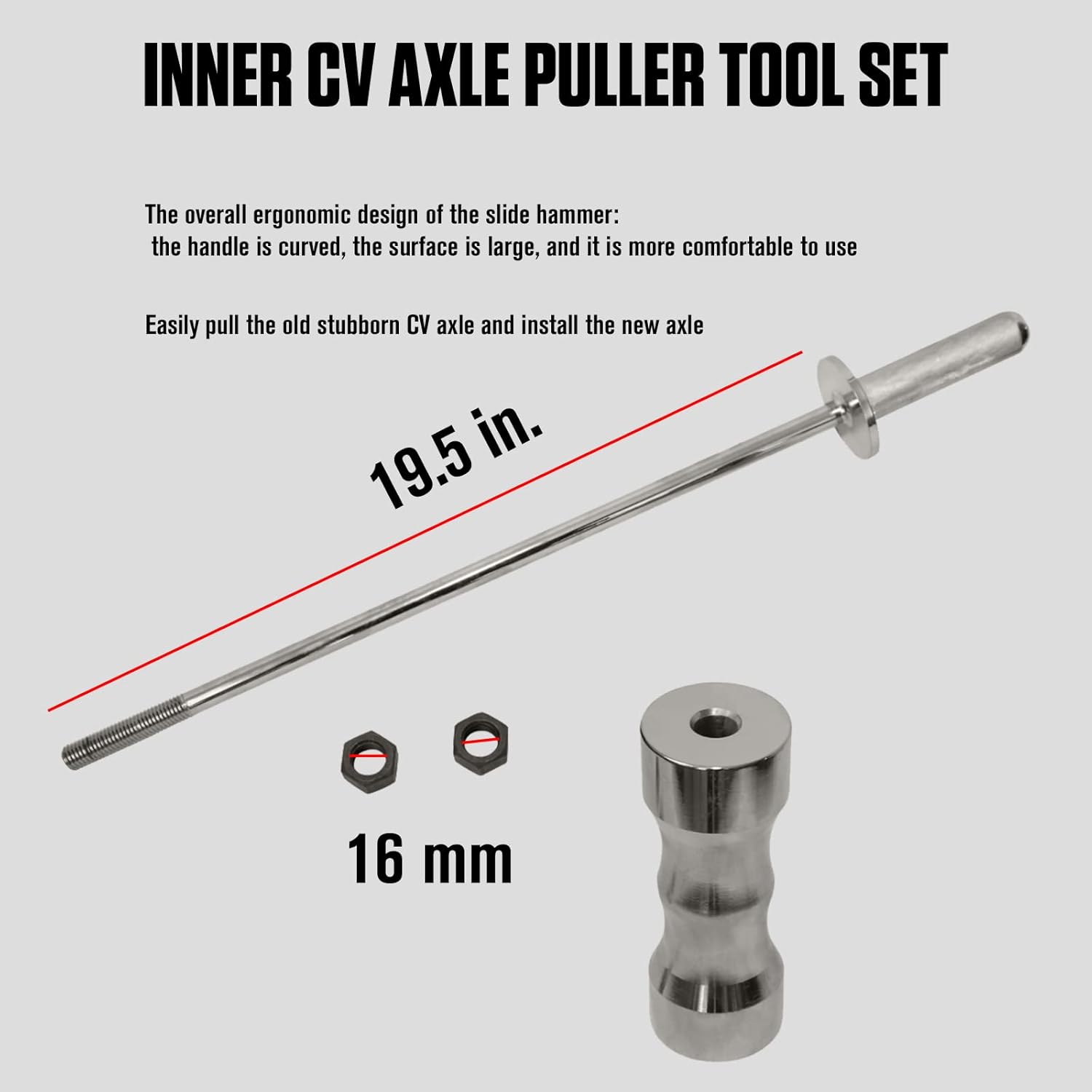 CV Axle Removal Tool Kit Slide Hammer with CV Joint Fork Adapter Attachments H687054