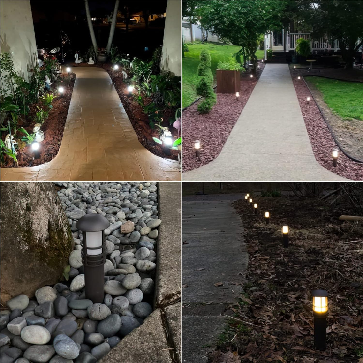 Black 8 Pack LED Bollard Pathway Light Z29783