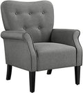 Mid Century PU Leather Accent Chair with Wood Legs and High Back V2828