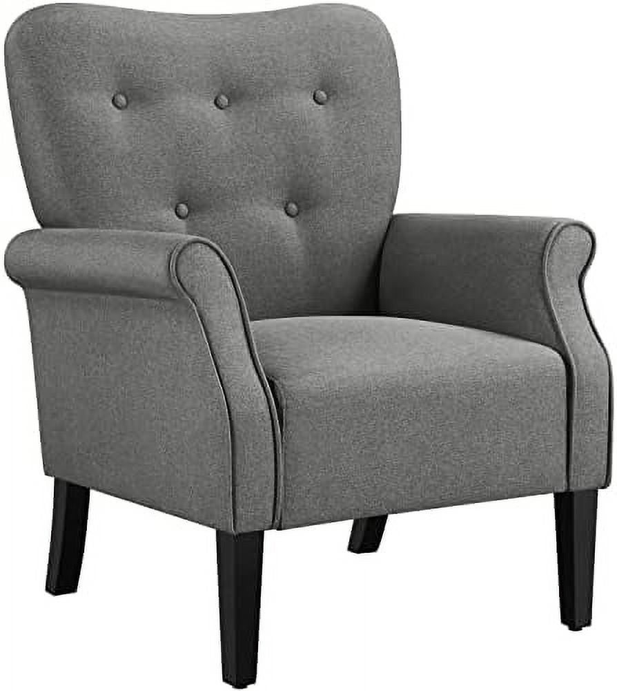 Mid Century PU Leather Accent Chair with Wood Legs and High Back V2828