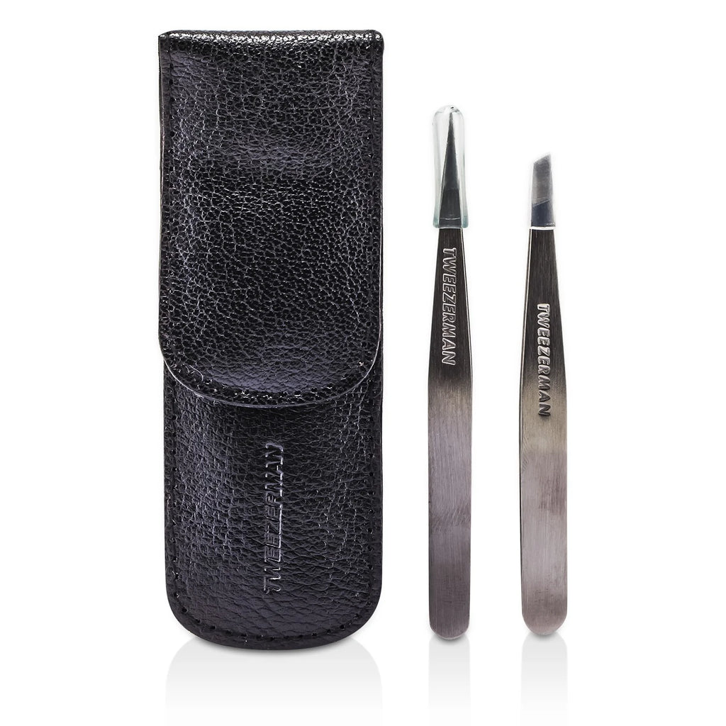 Slant Tweezer + Point Tweezer Set with Leather Case B76657