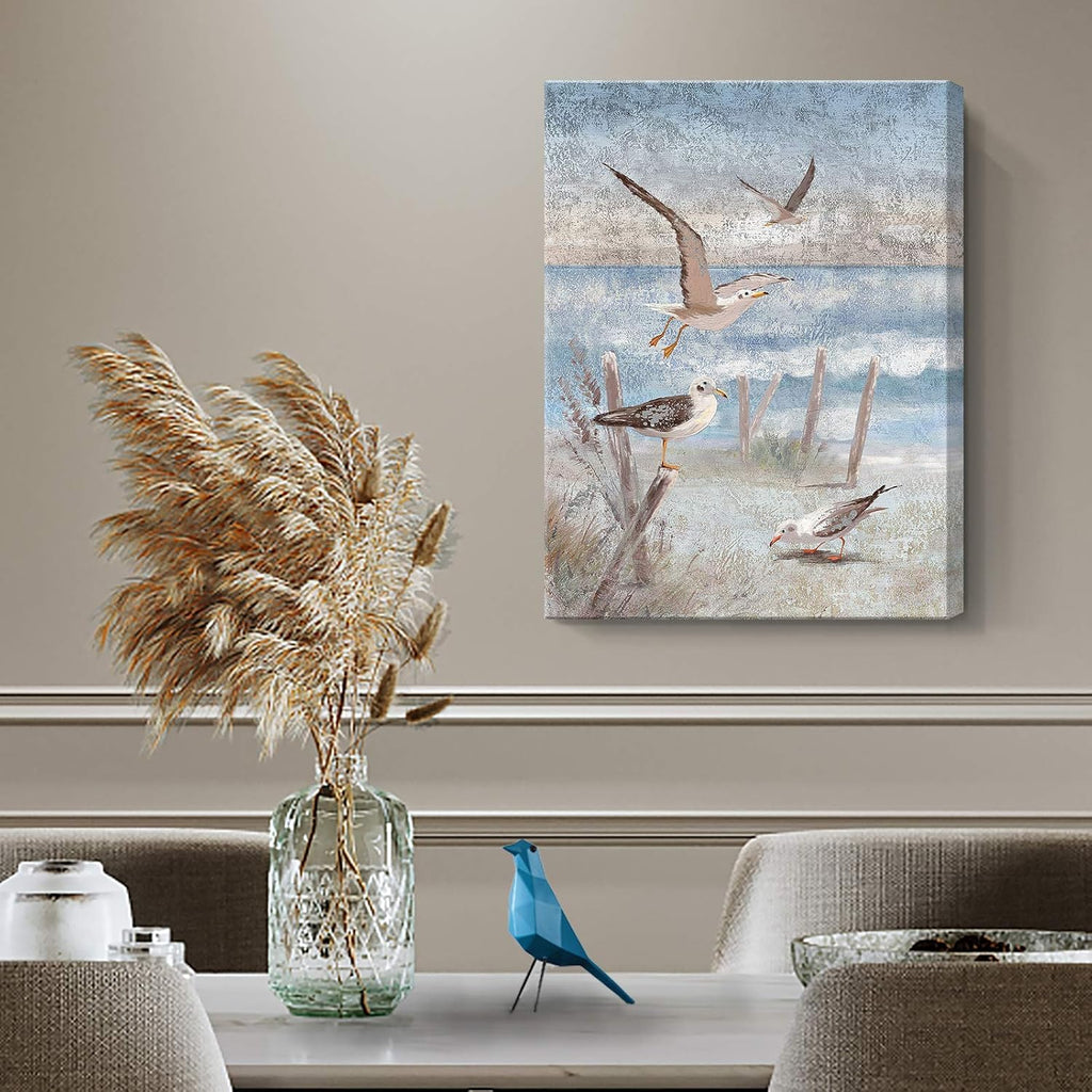 Framed Canvas Print Coastal Painting 12x16inch C1545