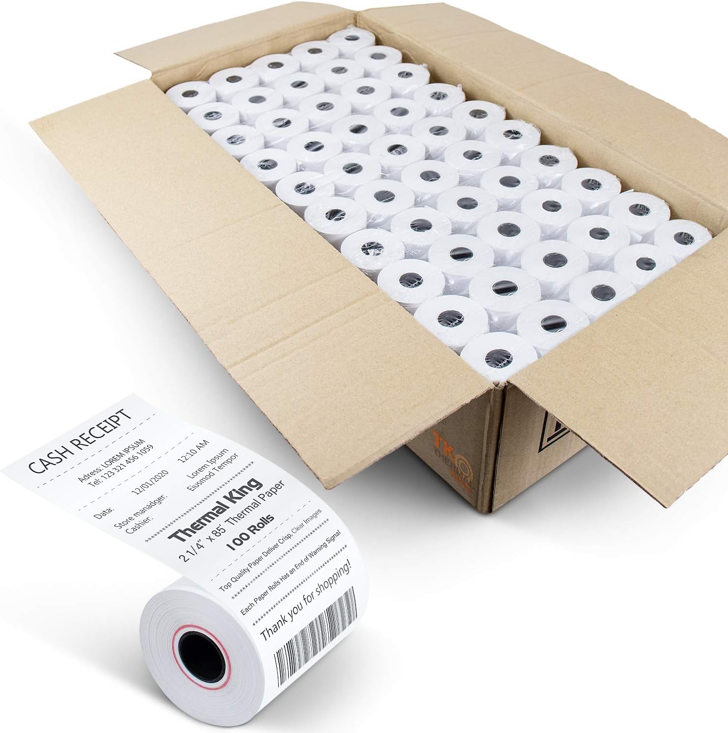 2-1/4 x 85' Thermal Paper, 100 Rolls (50 rolls/Case x 2), Pack of 2 W308218