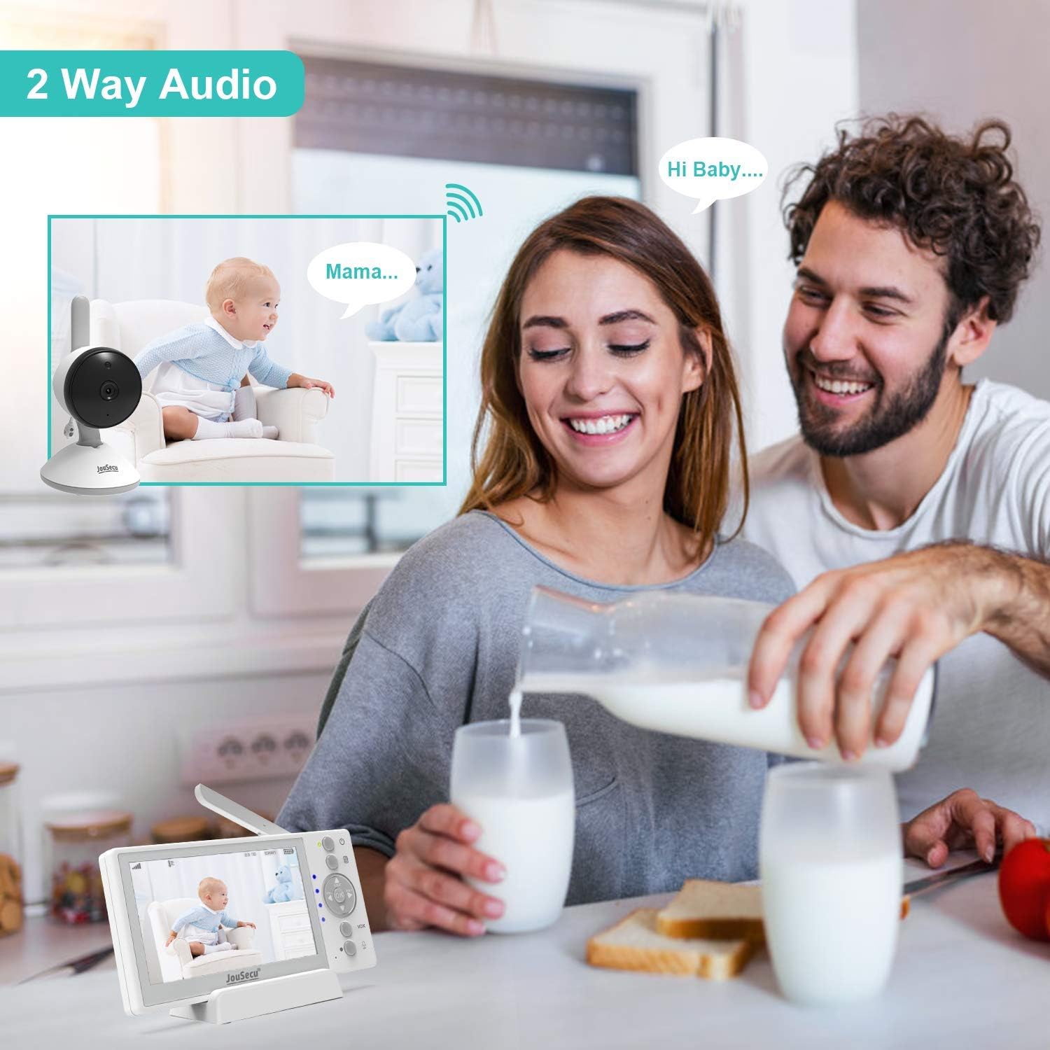 4.3 Inches LCD Split Screen Baby Monitor with 2 Camera H310609