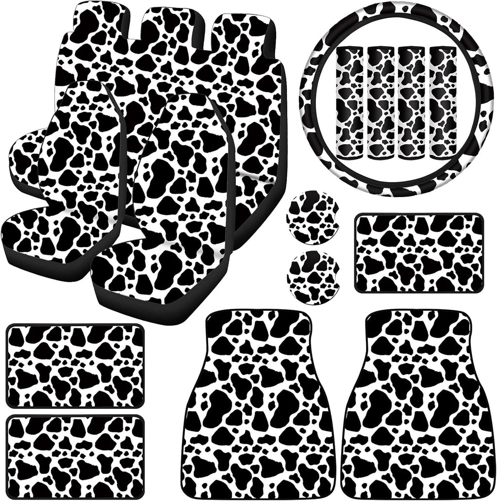 19 Pieces Cow Print Car Accessories Set Y830
