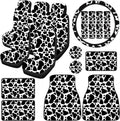 19 Pieces Cow Print Car Accessories Set Y830