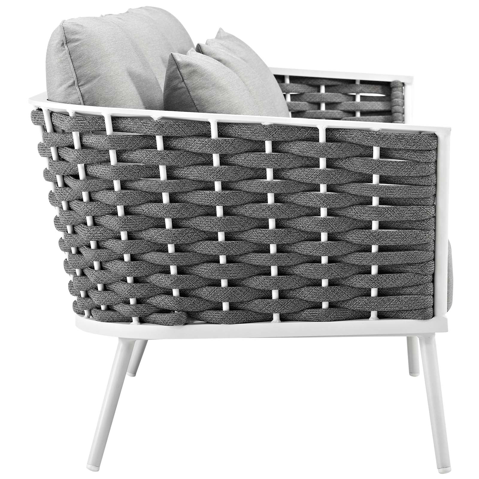 White Gray 3 Piece Aluminum Outdoor Sectional Sofa Set Y569112