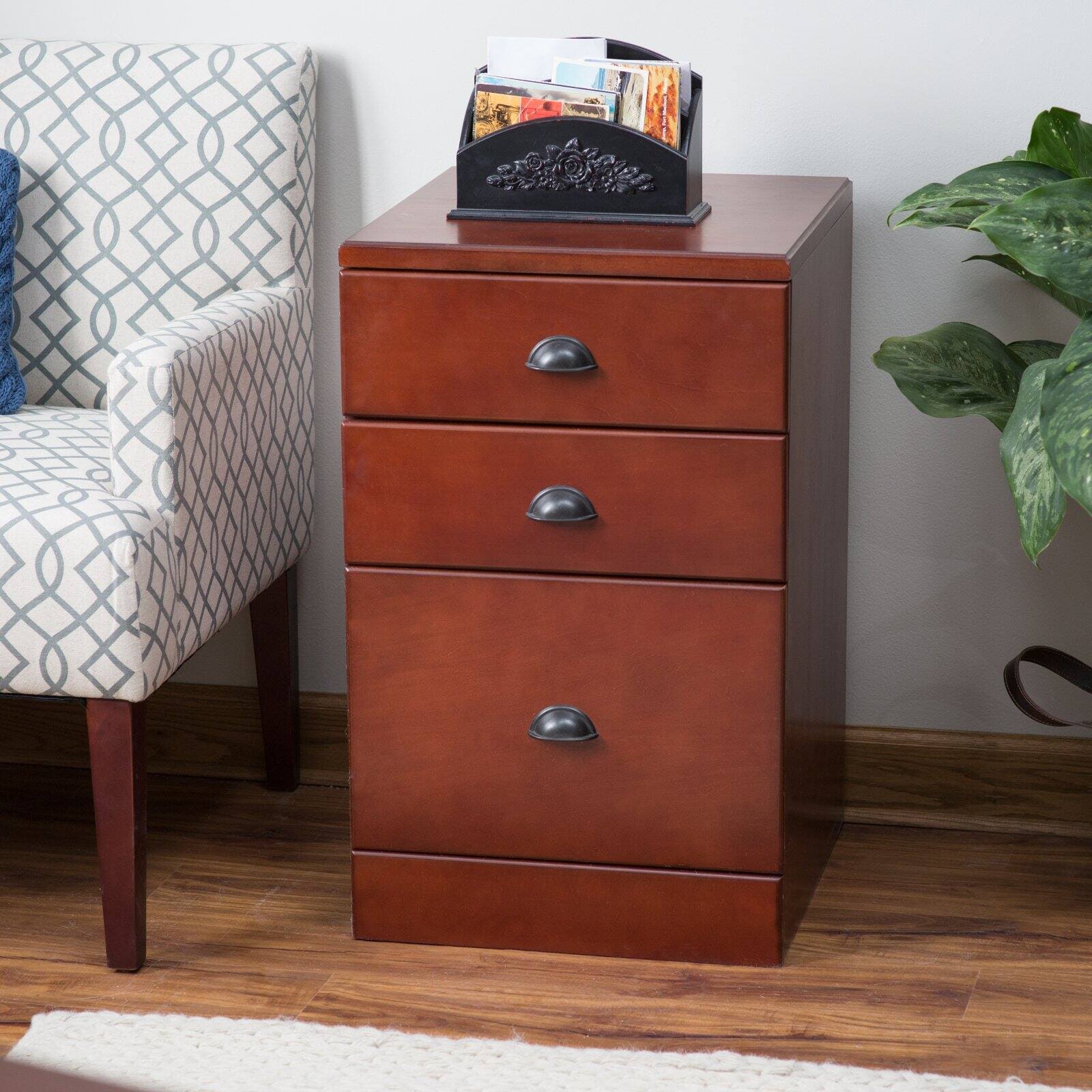 Rich Cherry 3-Drawer Wood File Cabinet X623968