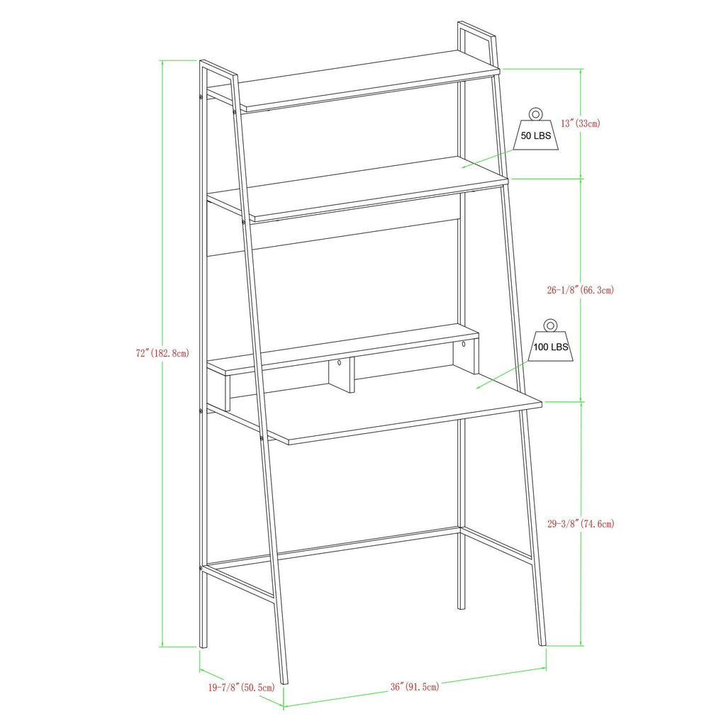 2-Piece Desk and Ladder Shelf Set - Rustic Oak N1091