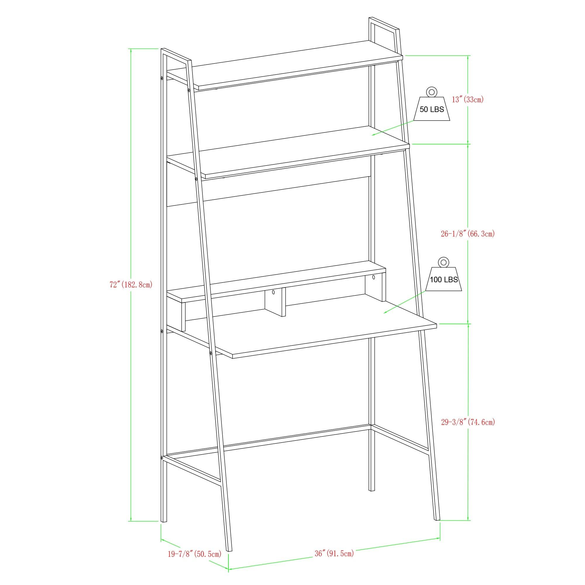 2-Piece Desk and Ladder Shelf Set - Rustic Oak N1091