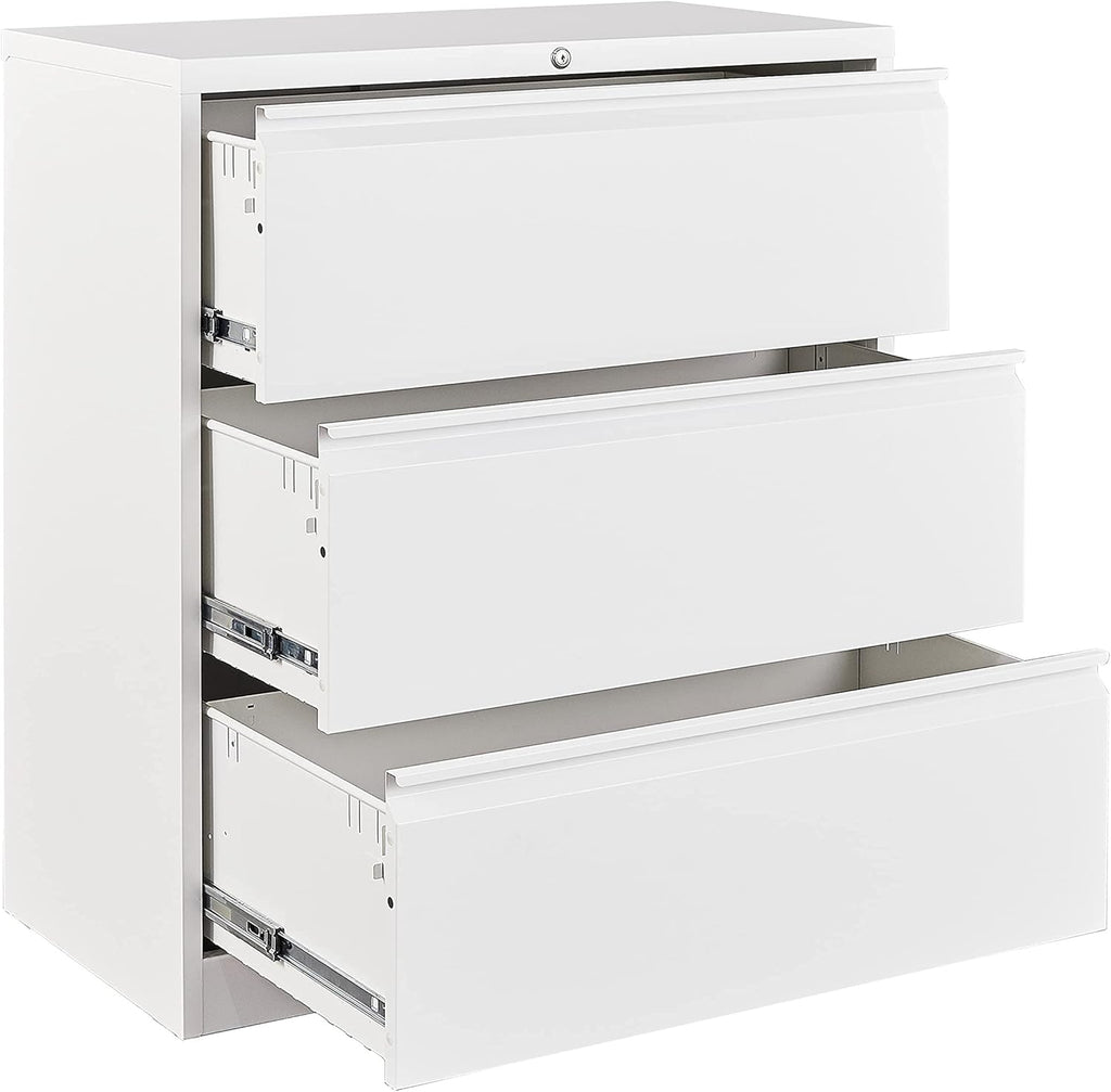 White 2 Drawer Lateral File Cabinet with Lock B4070