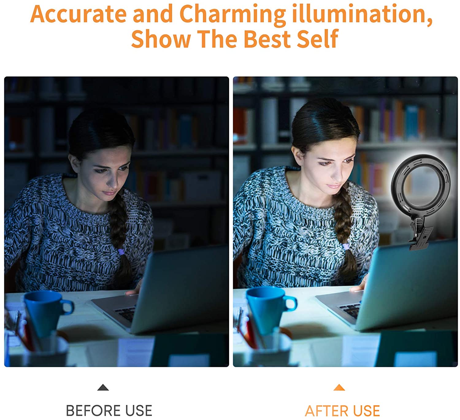 Ring Light Clip on Laptop Monitor with 5 Dimmable Color & 5 Brightness Level R137659