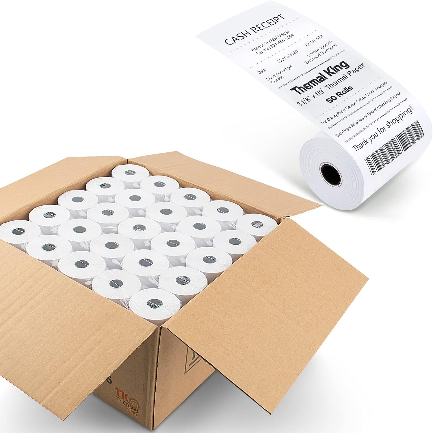 2-1/4 x 85' Thermal Paper, 100 Rolls (50 rolls/Case x 2), Pack of 2 W308218