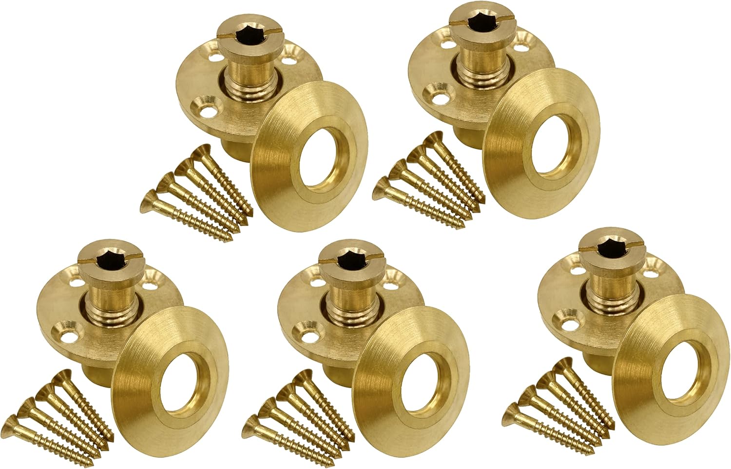 Brass Pool Safety Cover Anchor with Collar for Wood Decks - 25 Pack Z87432