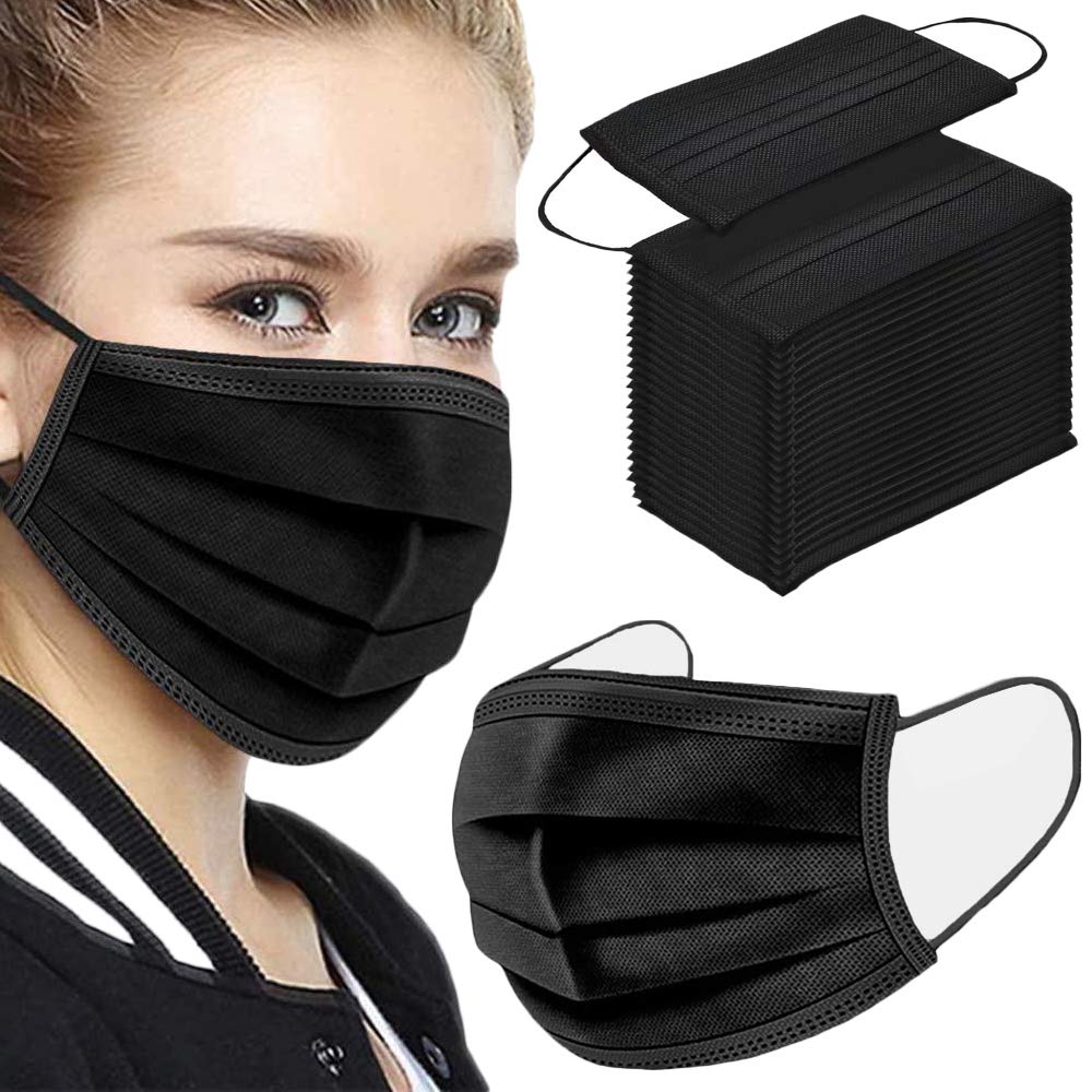 3 Ply Black Disposable Masks Pack of 2 B719997