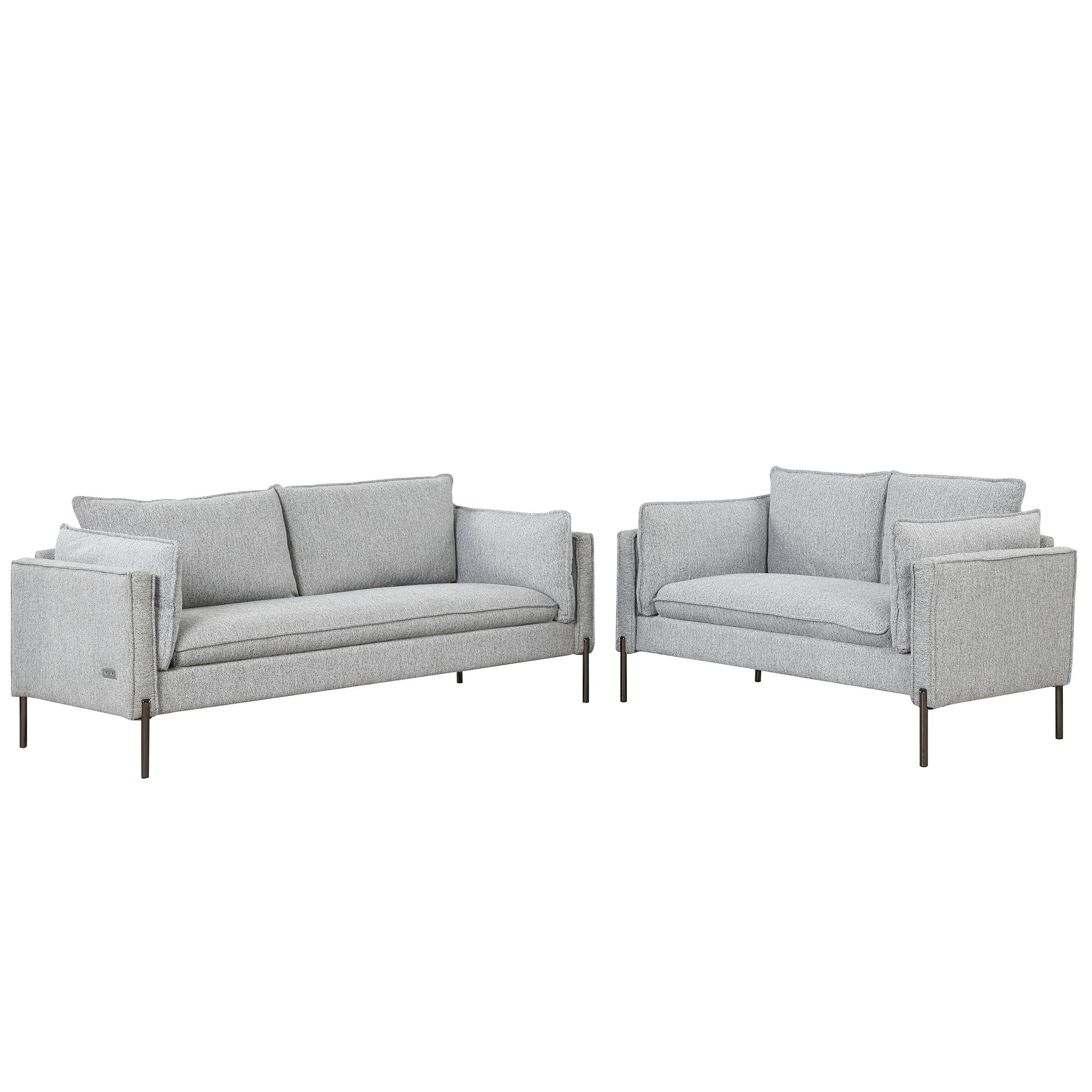 2 Piece Linen Sofa Set with Metal Legs D683