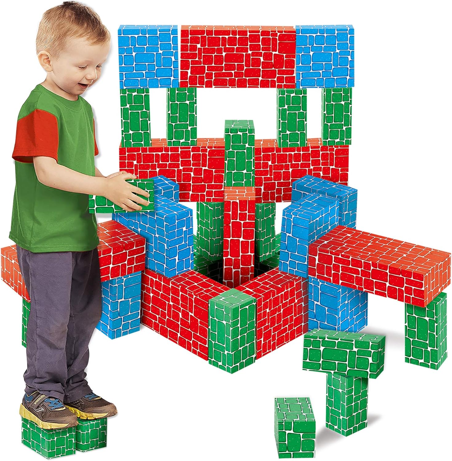Cardboard Building Block, 40pcs Extra-Thick Jumbo Giant Building Blocks in 3 Sizes F88580