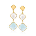 Aquamarine Clover Drop Earrings in 14kt Yellow Gold L230
