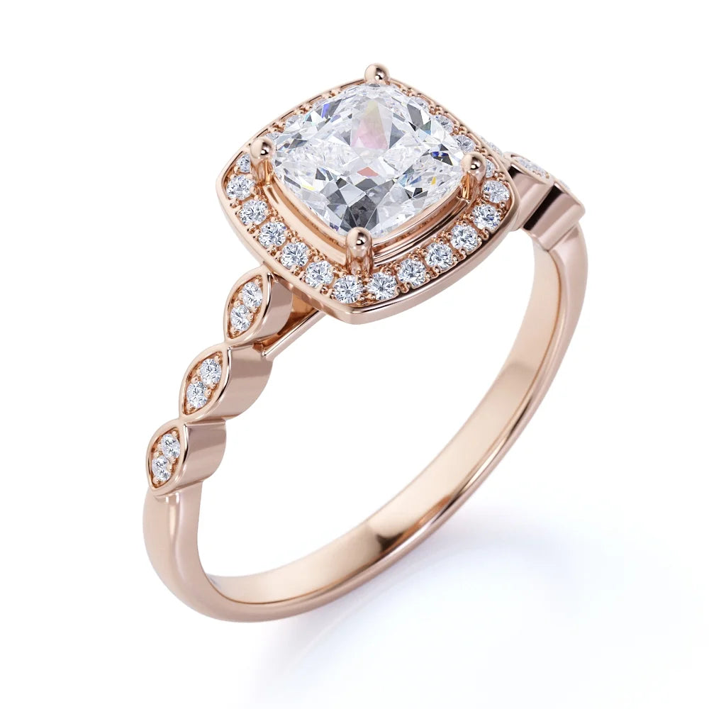 10K Rose Gold Vintage Halo Engagement Ring O23797