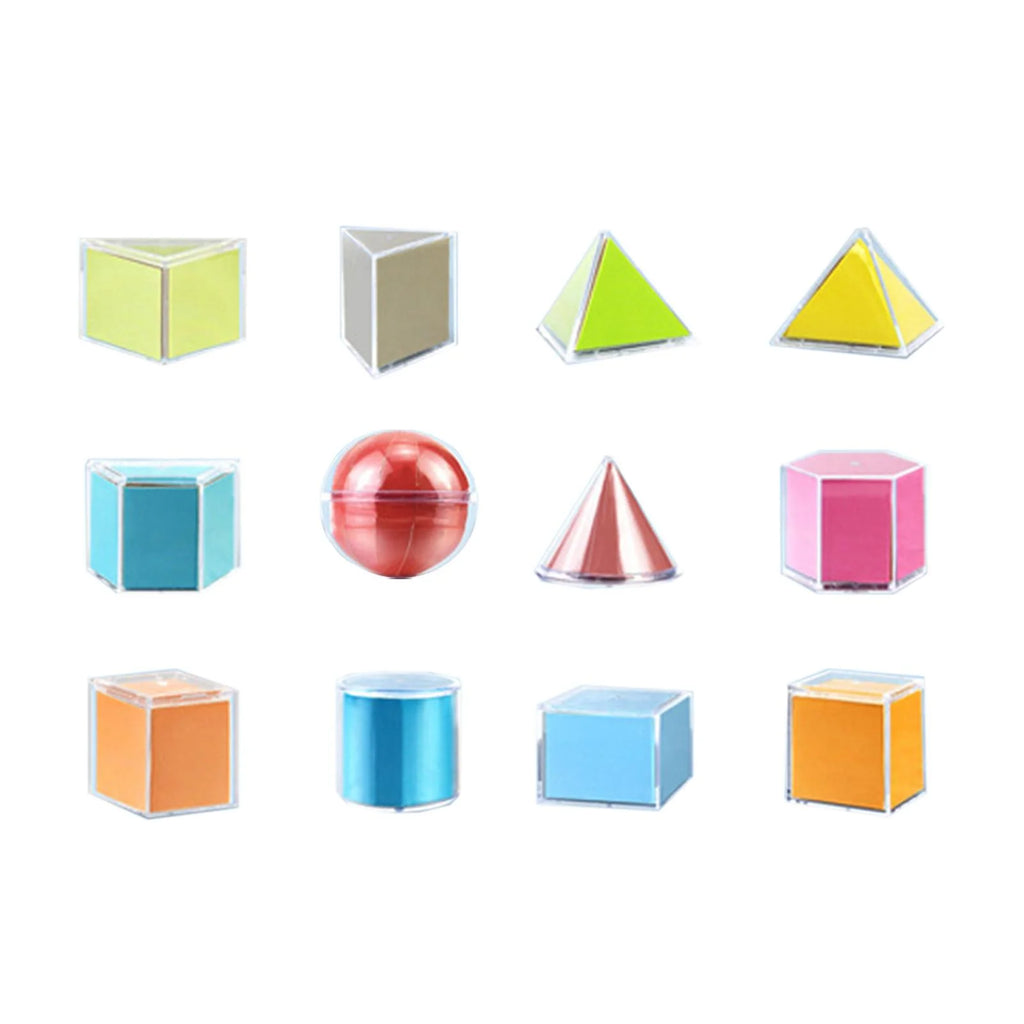 12 Pieces 3D Geometric Shapes Blocks Educational Toy W360