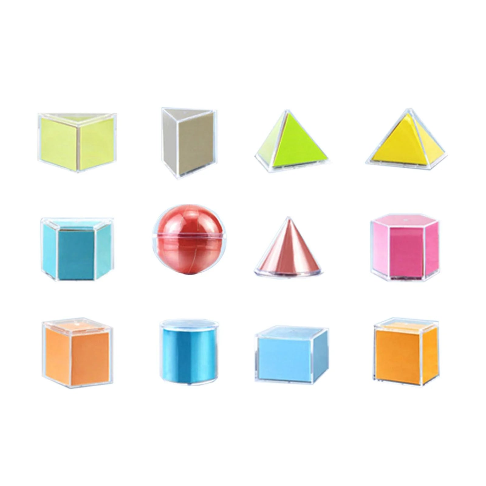 12 Pieces 3D Geometric Shapes Blocks Educational Toy W360