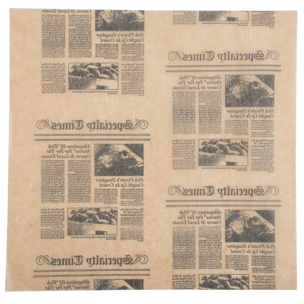 12x22 Natural Newspaper Print Sandwich Wrap Paper - 1000/Pack L19087