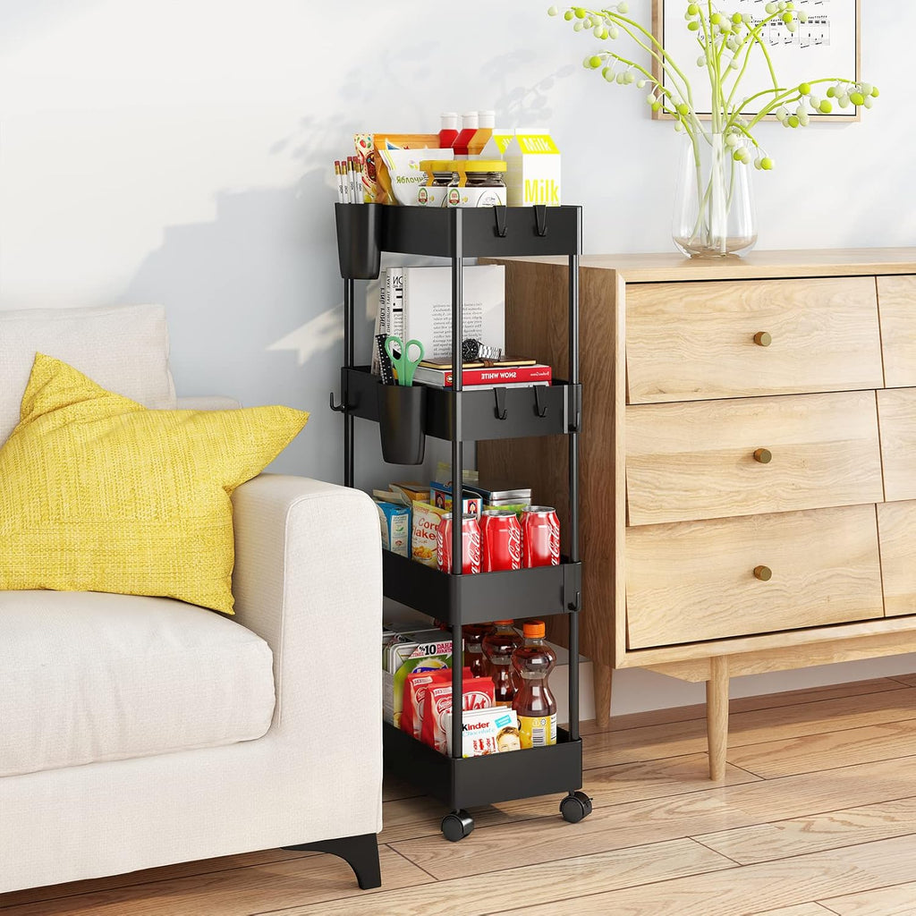 Black 4-Tier Rolling Utility Cart H8321