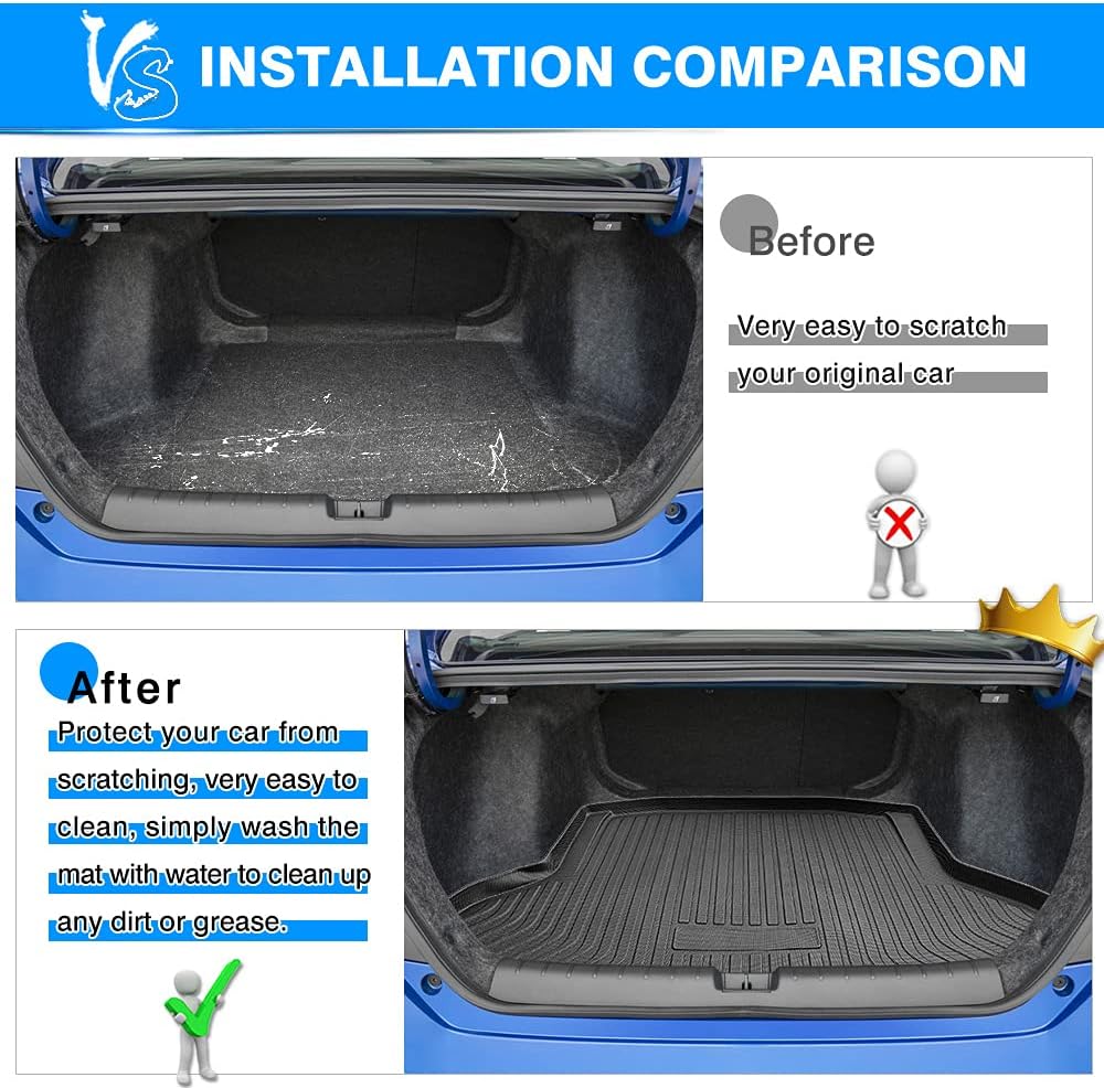 Trunk Mat for Honda Civic Sedan 2016-2021 All Weather TPO Rear Cargo Liner Pack of 2 S292528
