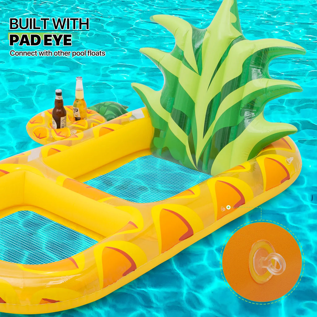 3-in-1 Pineapple Inflatable Pool Floats with Drink Holder, Yellow R104