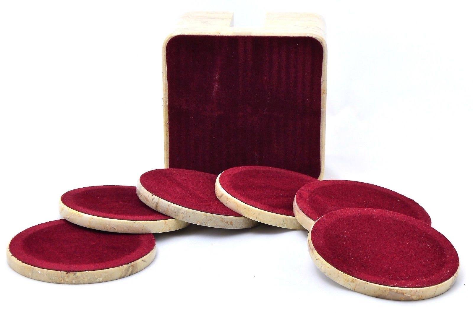 Sahara Beige Coasters with Square Holder (Set of 6) T39898
