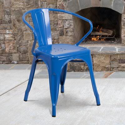 Blue Stacking Patio Dining Armchair W48205