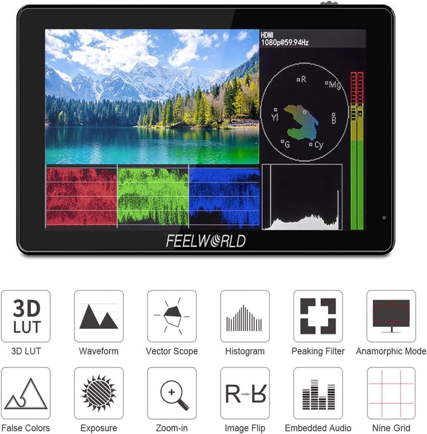 5.5 Touch Screen DSLR Camera Field Monitor 4K HDMI Input Output T546081