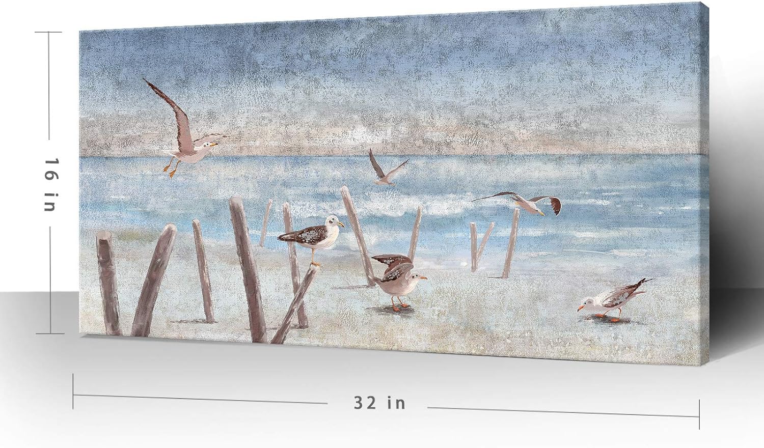 Framed Canvas Print Coastal Painting 12x16inch C1545