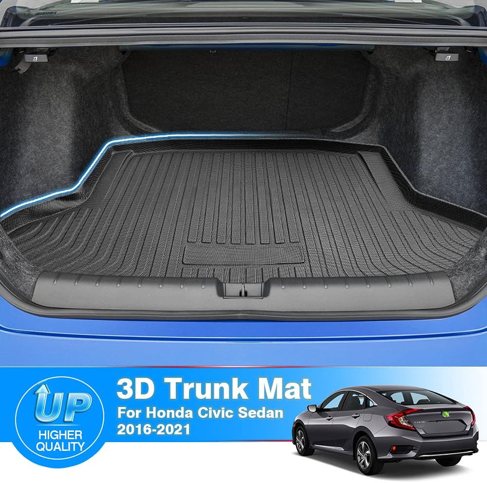 Trunk Mat for Honda Civic Sedan 2016-2021 All Weather TPO Rear Cargo Liner Pack of 2 S292528