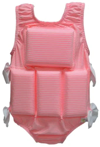 Coral Seersucker Girl's Swimwear Flotation Life Vest Swimsuit K141