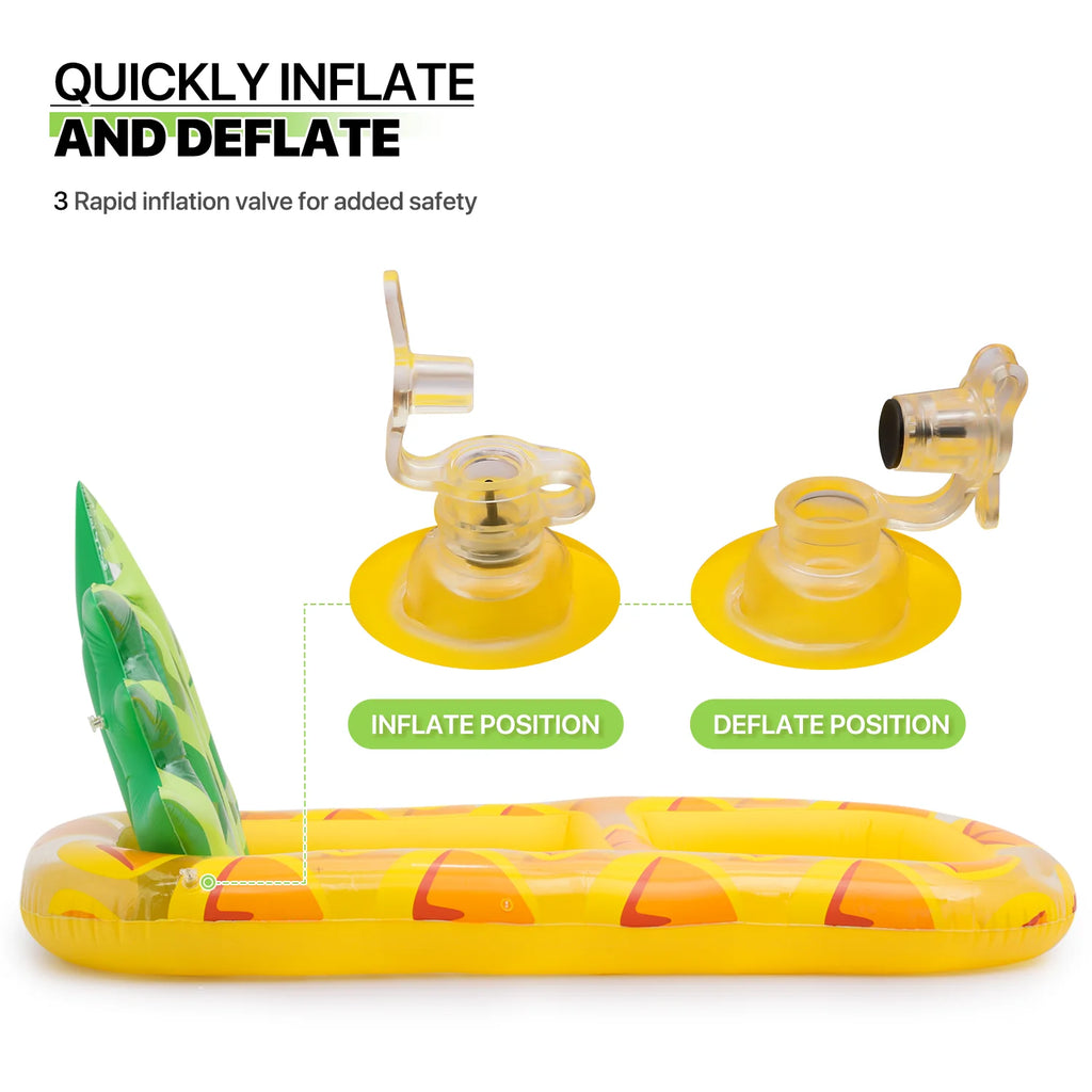 3-in-1 Pineapple Inflatable Pool Floats with Drink Holder, Yellow R104