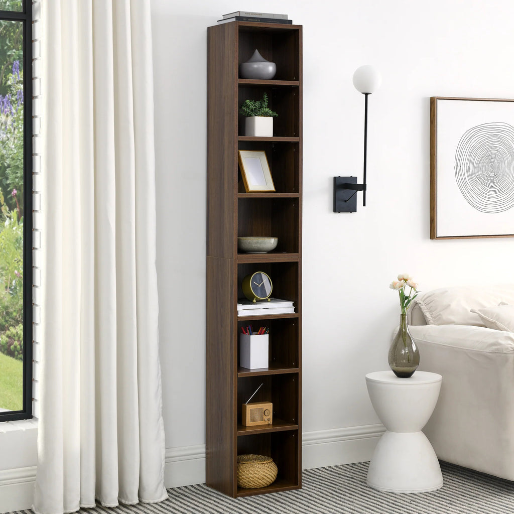 8-Tier Media Tower Rack Storage Cabinet with Adjustable Shelves N584603