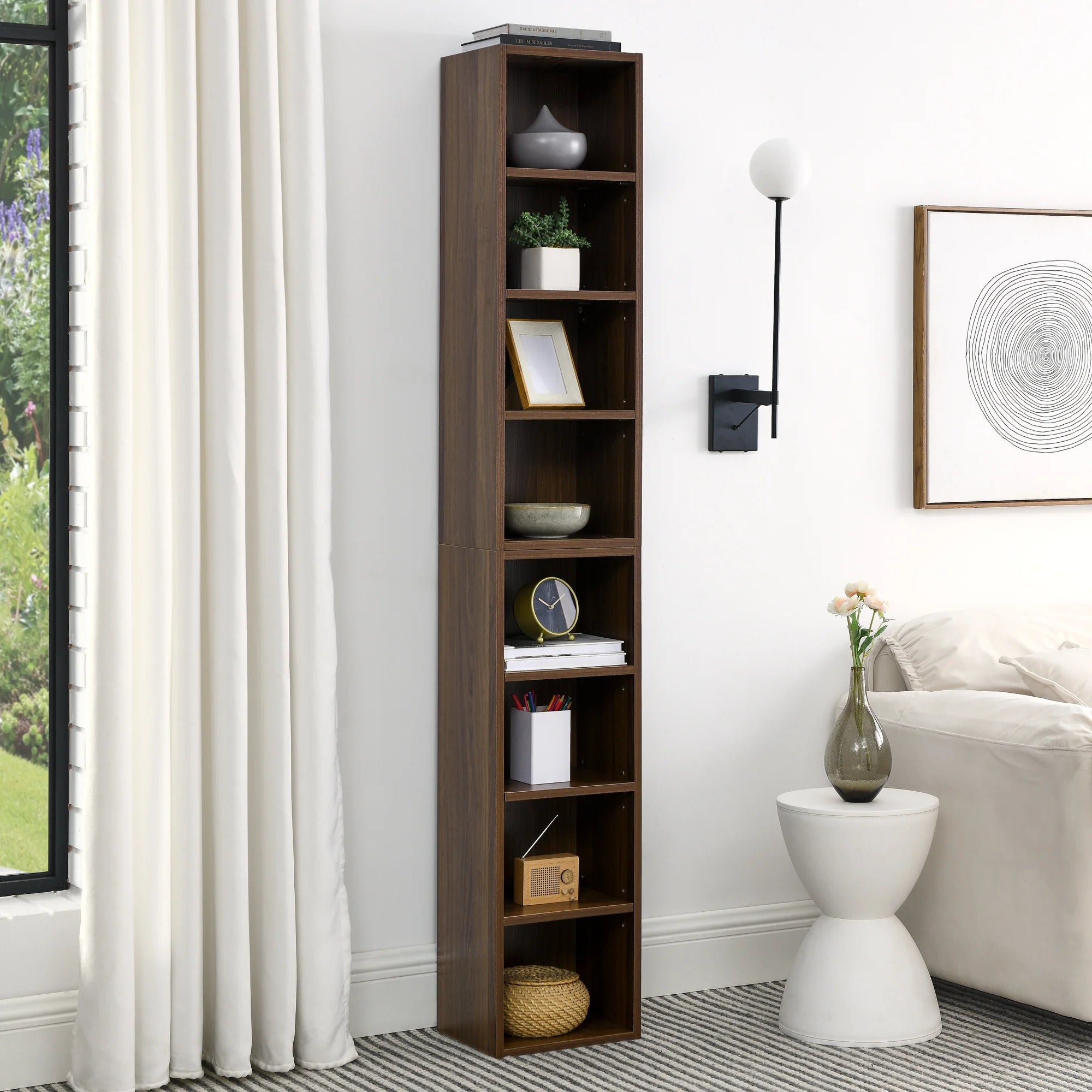 8-Tier Media Tower Rack Storage Cabinet with Adjustable Shelves N584603