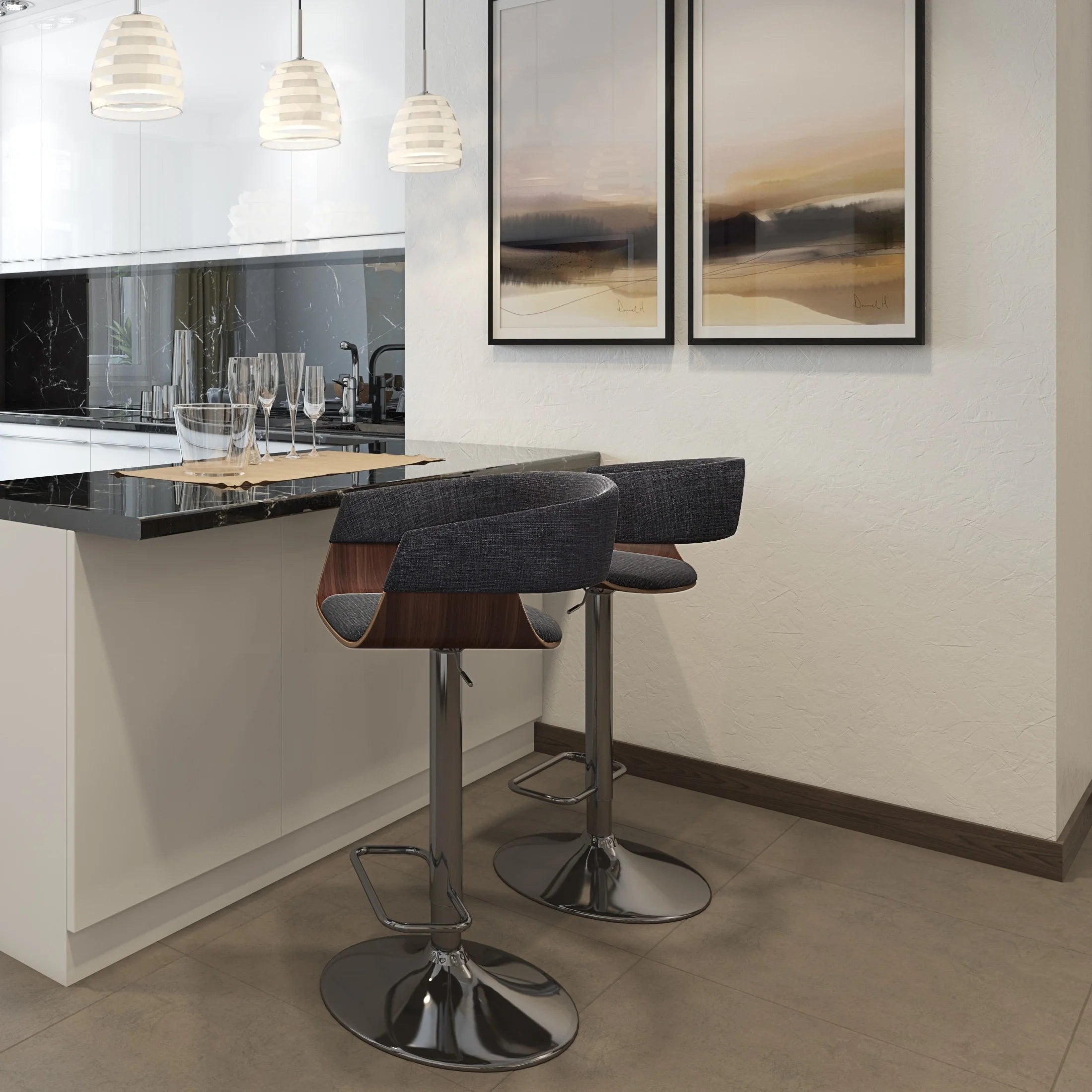 Light Grey Adjustable Swivel Bar Stool X331
