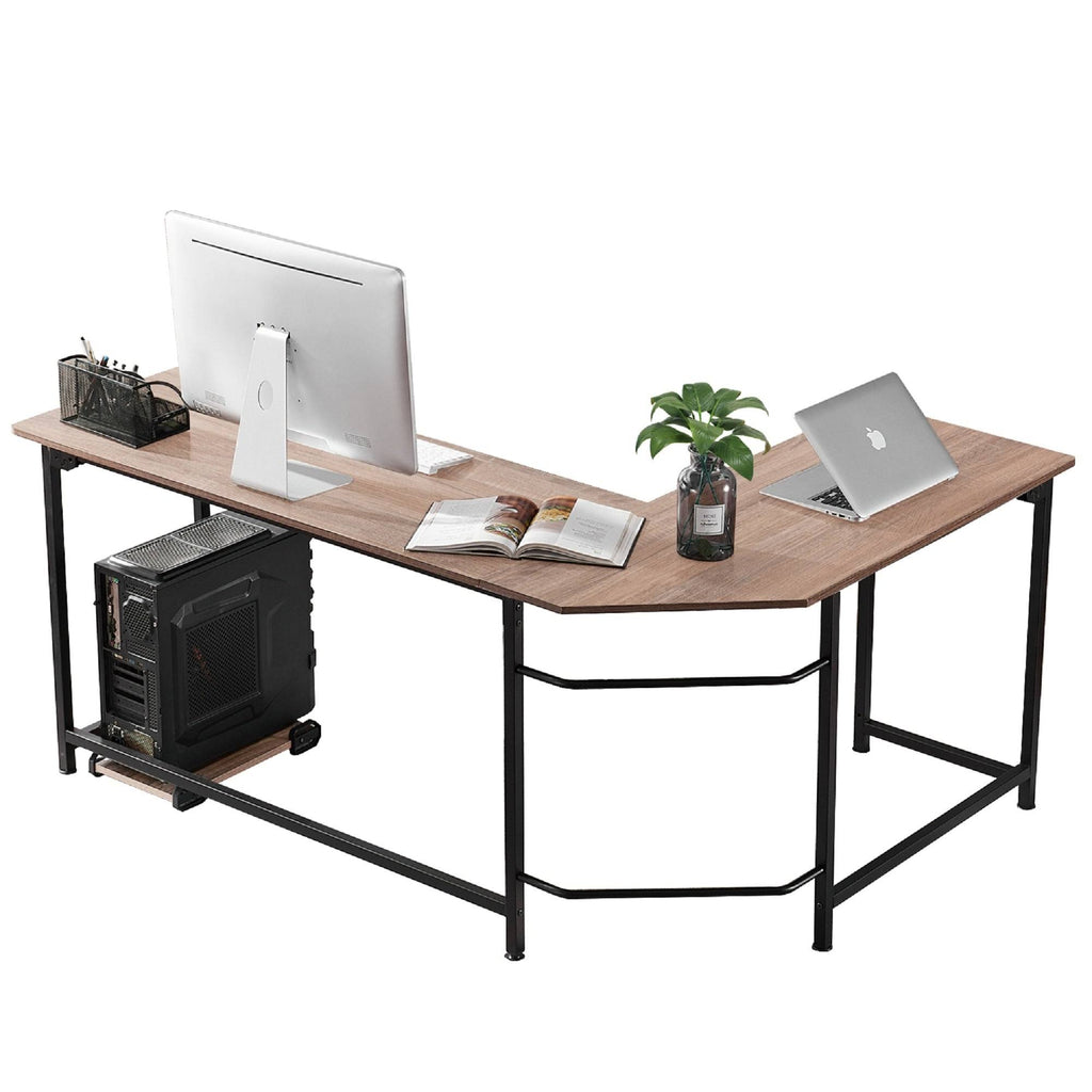Oak L-Shaped Office Computer Desk F6131