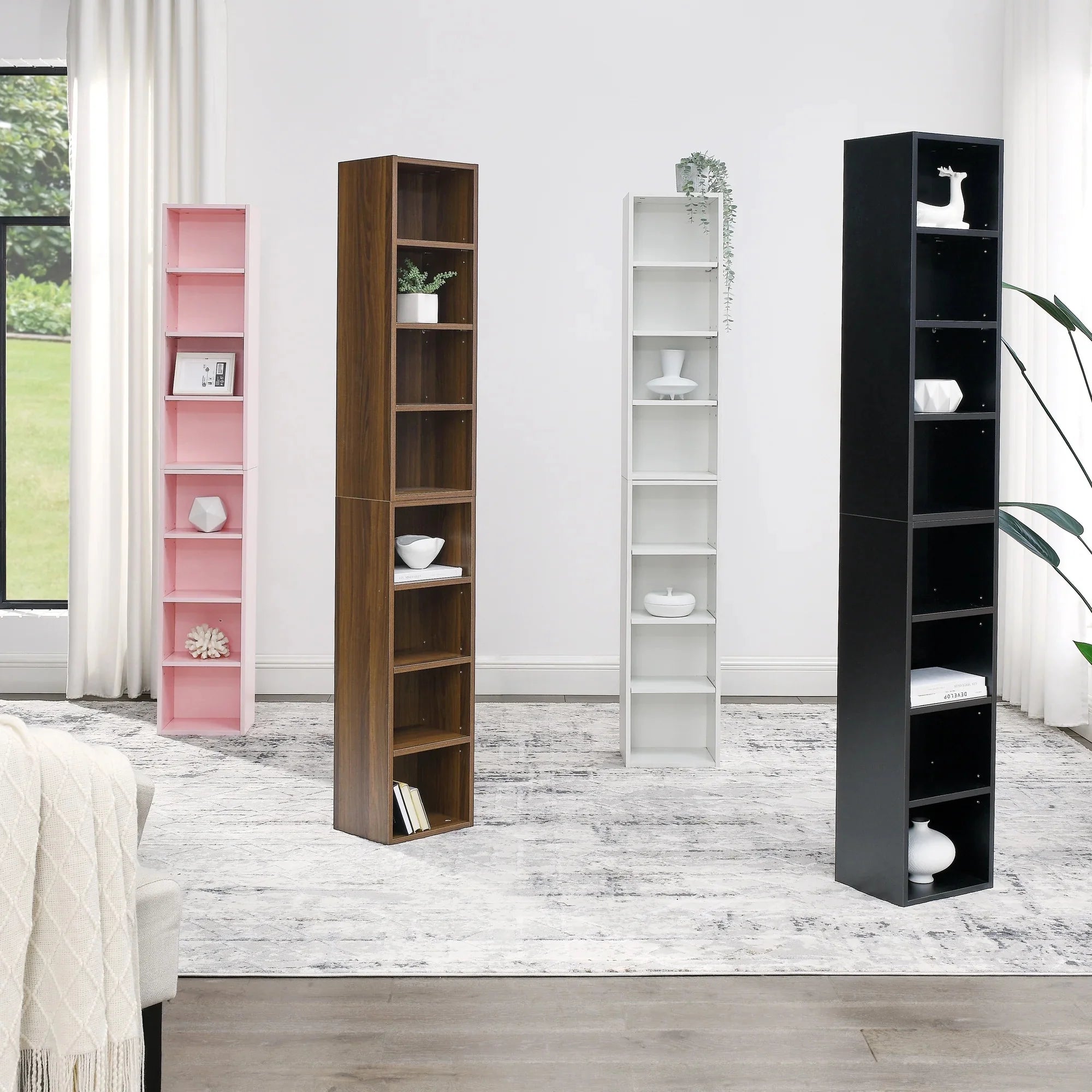 8-Tier Media Tower Rack Storage Cabinet with Adjustable Shelves N584603
